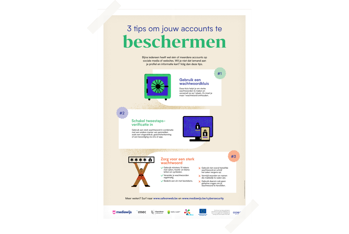 Affiche - 3 tips om je accounts te beschermen